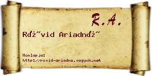 Rövid Ariadné névjegykártya